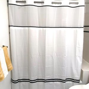 White shower curtain